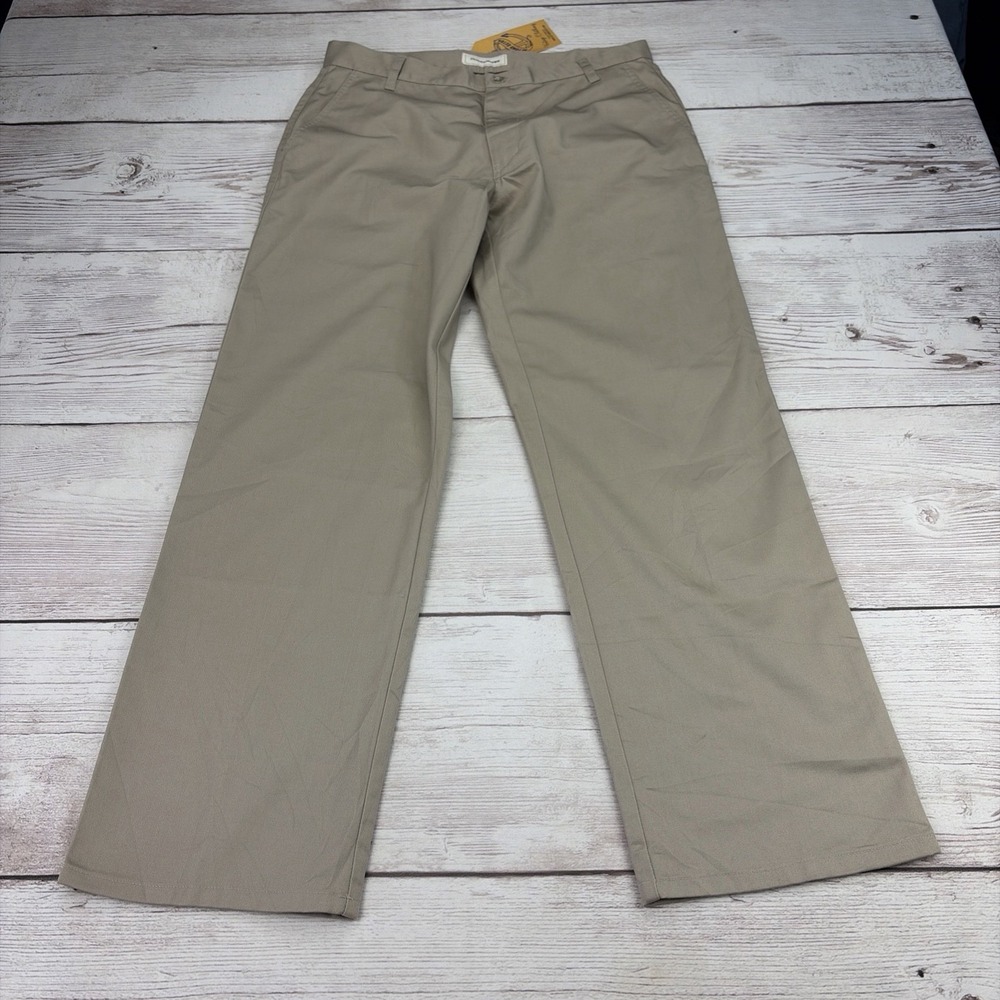 New Denver Hayes Men's 32x30 Khaki Flat Front Dress Pants Slacks Business Casual